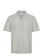 Striped Seersucker Resort Shirt S/S Green Lindbergh