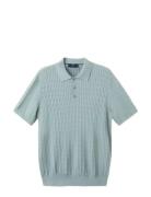 100% Cotton Braided Knitted Polo Shirt Blue Mango