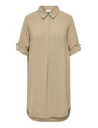 Carelza 3/4 Stripe Dress Wvn Beige ONLY Carmakoma