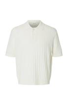 Slhdane Ss Knit Color Structure Polo White Selected