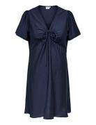 Carcecilia Ss V-Neck Knee Dress Wvn Navy ONLY Carmakoma
