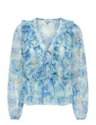 Onlvictoria Ls Frill Top Wvn Ex Blue ONLY