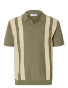 Slhmattis Ss Linen Blend Open Polo Noos Green Selected