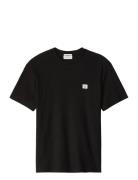 Ss Waffle Woven Label Crewnk Tee Black Calvin Klein Jeans