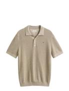 Micro Textured Cotton Ss Polo Beige GANT