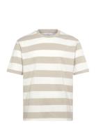 Striped Over D O-Neck Tee S/S Beige Lindbergh