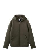 Neoprene Effect Zip-Up Sweatshirt Khaki Mango