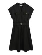 Vis/Linen Belted Knee Ss Dress Black Tommy Hilfiger