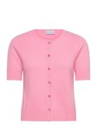 Short Sleeve Boxy Cardigan Pink Davida Cashmere