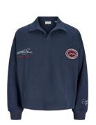 Jorsavona Sweat Split Neck Badge Ls Polo White Jack & J S