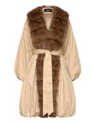 Faux Fur Collar Coat Beige ROTATE