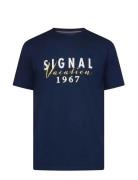 Finnsi Front Print Tee + Navy SIGNAL