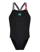 Girl's Arena Ondulation Swimsuit V Back Black-Mult Black Arena