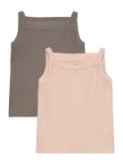 Rib Jersey 2-Pack Strap Tops Patterned Copenhagen Colors