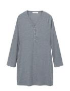 Ribbed-Knit Nightdress With Buttons Grey Mango