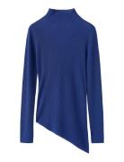 Sweater With Asymmetrical Turtleneck Blue Mango