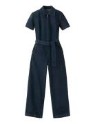 Belt Denim Jumpsuit Navy Mango
