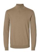 Slhberg Half Zip Cardigan Noos Beige Selected