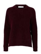 Slflulu Ls Knit O-Neck B Noos Burgundy Selected