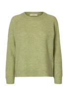Slflulu Ls Knit O-Neck B Noos Green Selected