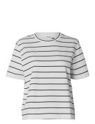 Slwessential Ss Striped Boxy Tee Noos White Selected