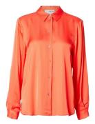 Slffranziska Ls Satin Shirt B Pink Selected