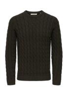 Onskicker Life Reg 3 Cable Crew Knit Brown ONLY & SONS