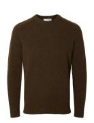 Slmrai Ls Knit Crew Neck Noos Brown Selected