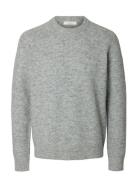 Slmrai Ls Knit Crew Neck Noos Grey Selected