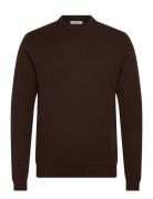 Slmdane Ls Knit Structure Crew Neck Noos Brown Selected