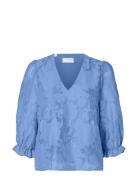 Slfcathi-Sadie 3/4 Top Ff Blue Selected
