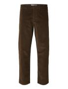 Slh196-Straight Miles Cord Pants W Noos Brown Selected
