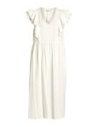 Vimatia V-Neck C/S Midi Dress Cream Vila
