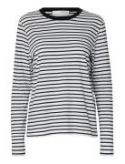 Slwessential Ls Striped O-Neck Tee Noos Black Selected