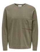Onslamai Ovz 12 Ls Pocket Crew Knit Green ONLY & SONS