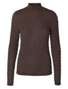 Slftimmi Ls High Neck Structure Top Brown Selected