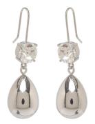 Drop Crystal Hook Earring Silver Bud To Rose