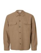 Slmotto Leroy Linen Blend Overshirt Noos Beige Selected