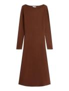 5X2 Rib Flare Midi Dress Ls Brown Tommy Hilfiger