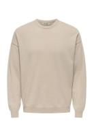 Onsjob Rlx Ls Boucle Crew Knit Cream ONLY & SONS