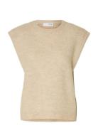 Slflulu Sl Knit Vest Beige Selected