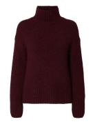 Slwgabriella Ls Knit High Neck Noos Burgundy Selected