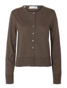 Slwthea Ls Knit Merino Cardigan Noos Brown Selected