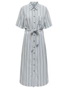 Onlcaro S/S Linen Bl Belt Dress Cc Pnt Blue ONLY