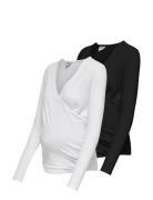 Olmjoy L/S Wrap Top 2-Pack Jrs Noos White Only Maternity