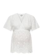 Olmstephanie S/S Wrap Top Wvn White Only Maternity