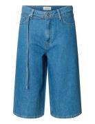 Slftenna Mw Bermuda Denim Shorts Blue Selected