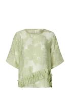 Slflina Relaxed 2/4 Ruffle Top B Green Selected