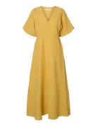 Slwmaddie Ss Closed Back Midi Dress Noos Yellow Selected