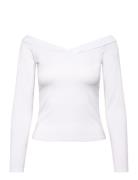 Pcmaliva Ls Offs V-Neck Top Jrs Noos Bc White Pieces
